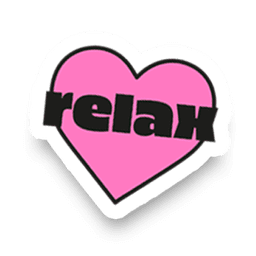 A heart with 'relax' written on it