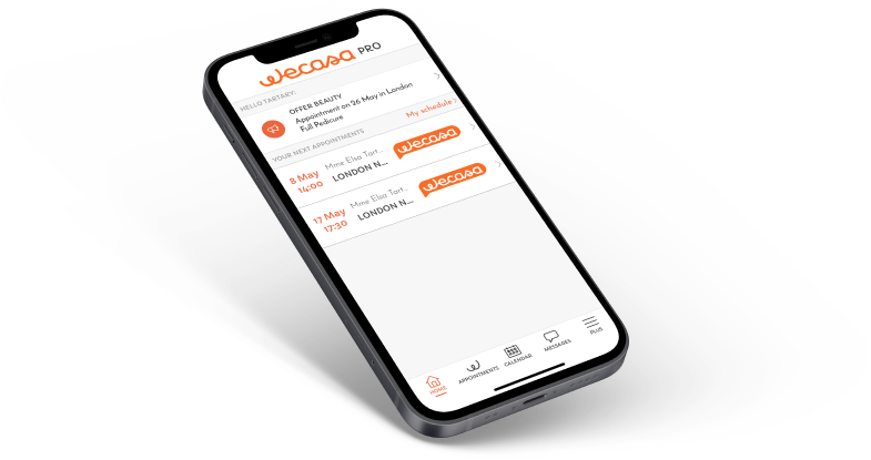 Download it for free now! Smartphone with the Wecasa app