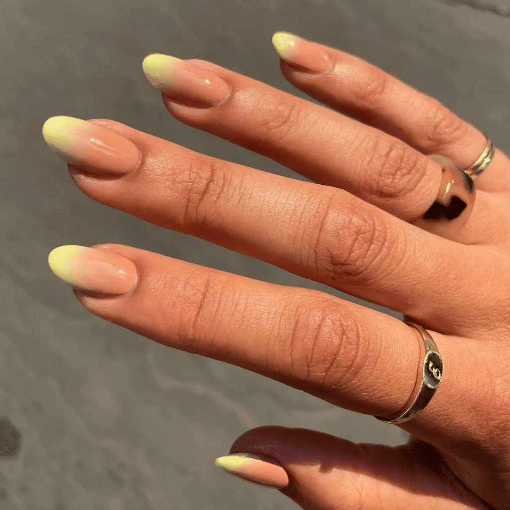 polygel yellow ombré nail extensions