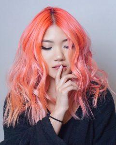 neon peach hair