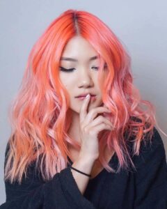 neon peach hair