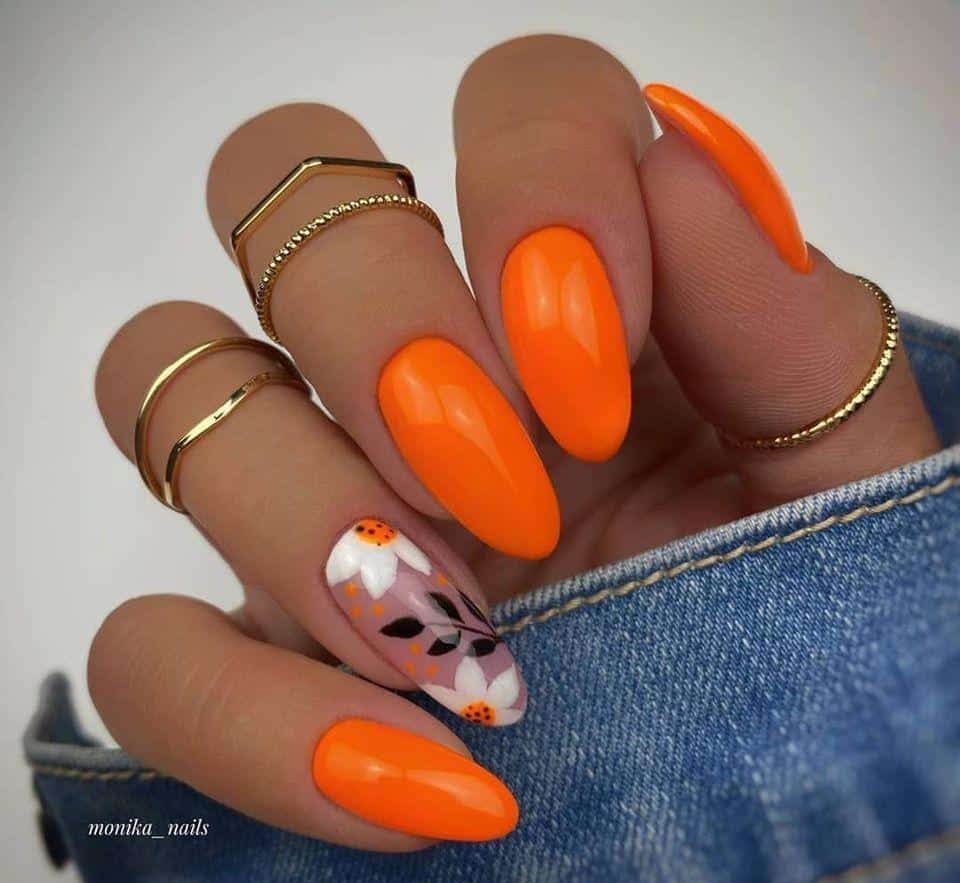 orange flower nails