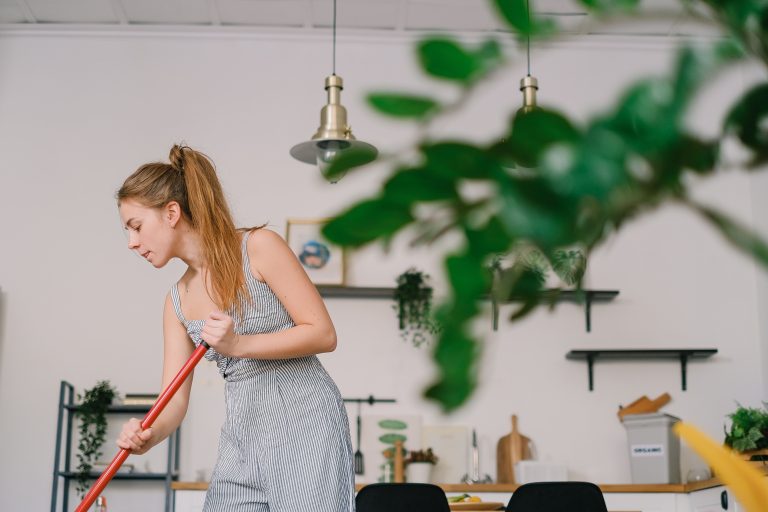 woman cleaning floor