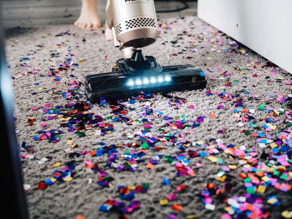 vacuum cleaning confetti