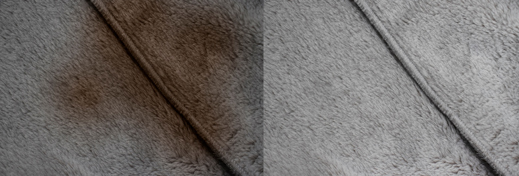 dirty stain on the carpet before and after cleaning