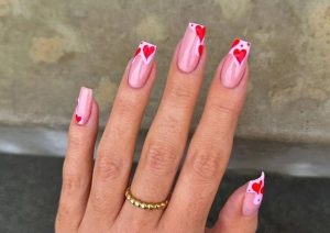 Festive Heart Nails for Special Events