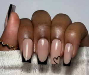 Reverse French Tips with a Heart Twist