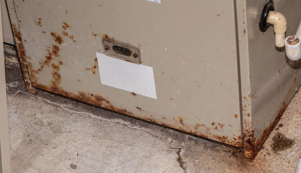 Rusty metal filing cabinet