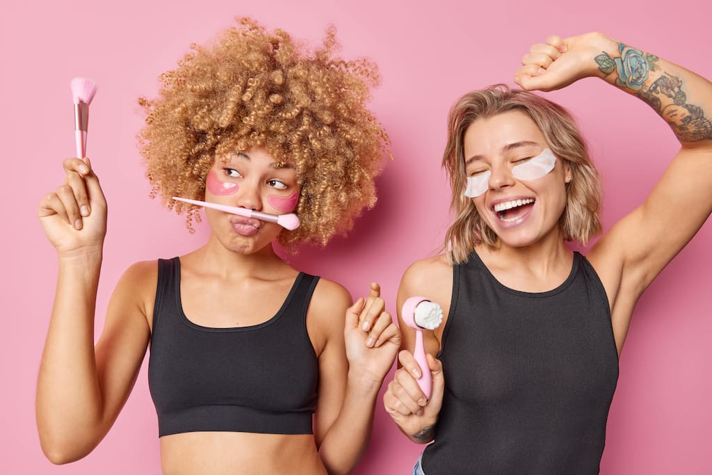 Women doing facial care