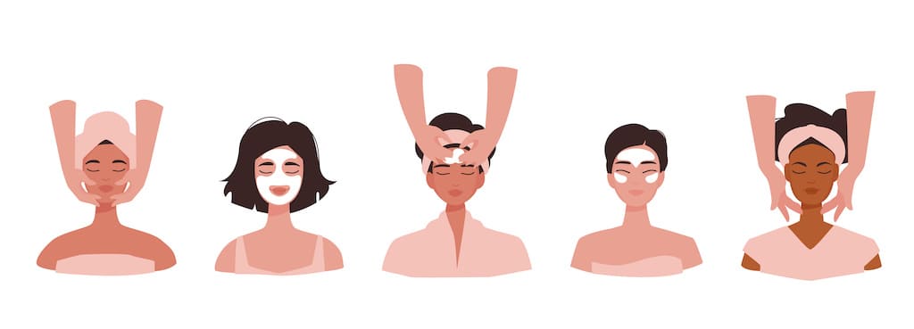 Illustration of women getting facial care