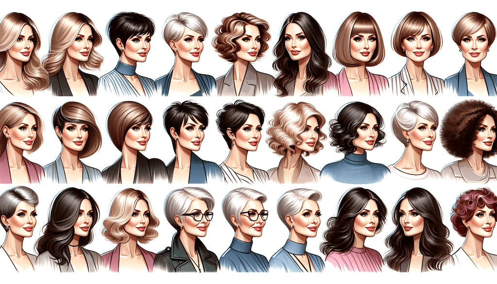 a variety of elegant and stylish hairstyles for women over 70 years old