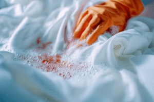 how do you remove blood stains from bed sheets​