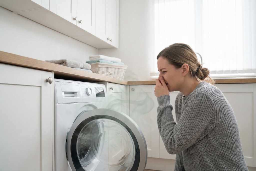how to get rid of smell in washing machine​