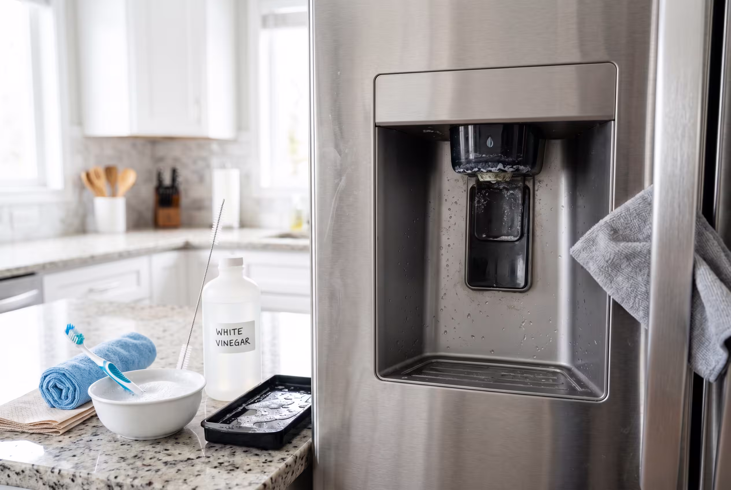 how to clean the refrigerator water dispenser
